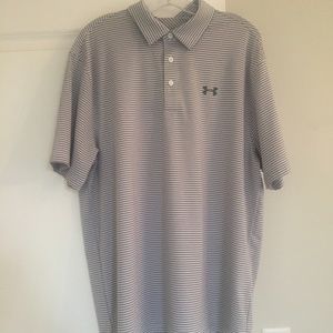 NWT Under Armour XL Grey & White Stripe Shirt